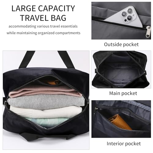 Rolling Duffle Bag with Wheels Foldie Travel Bag Expandable Foldable Rolling Tote Bags Overnight with Detachable Wheels Carry On Luggage for Men Women Black3