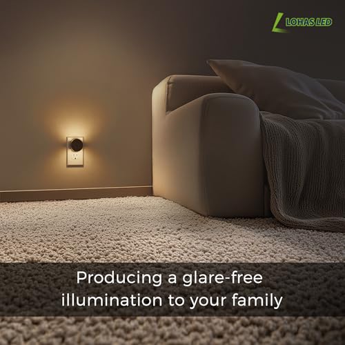 Image of L LOHAS LED Night Lights Plug into Wall,[2-Pack] Plug in Night Light with | Dusk to Dawn Sensor,Brightness Adjustable,3000K Warm White,Dimmable Nightlight for Adults Hallway Bathroom