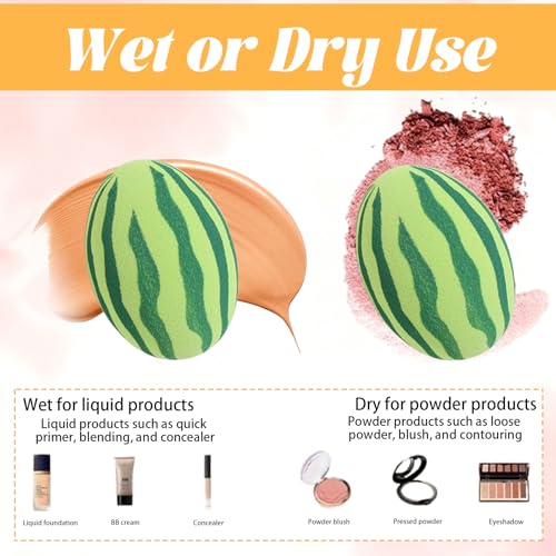TenaLucy 6 Piezas Serie de Frutas Esponja Maquillaje Lavable sin Látex, Beauty Blender Húmeda y Seca, Textura Ultrasuave, Acabado natural Precisión Ideal para Líquidos, Cremas y Polvos - imagen 6