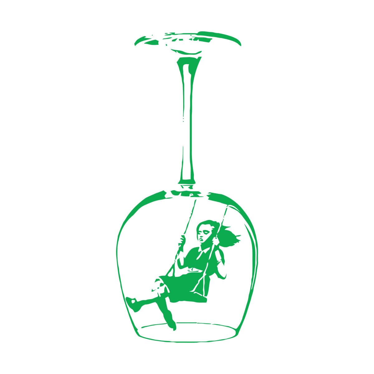Fine Carving Decals Swing Girl Graffiti Street Culture Wine Glass Kitchen Restaurant 63x138cm Self Adhesive Extra Large Green — image 1