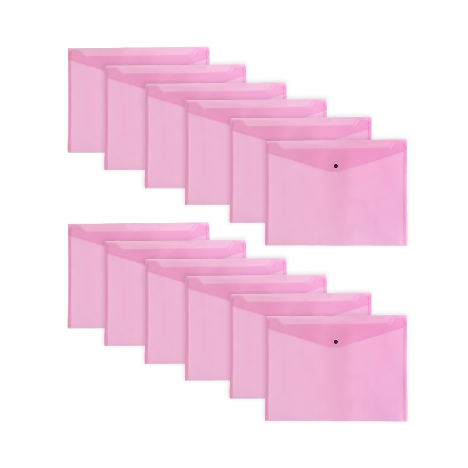 Pack of 12 Pink Janrax A3 Wallets – Strong Polypropylene Document Folders with Press‑Stud Fastening, Holds 150 Sheets