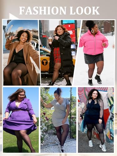 Image of MERYLURE Plus Size Sheer Tights for Women,20D Control Top Pantyhose Reinforced Toes High Waist Stockings 3 Pairs 1XL-6XL