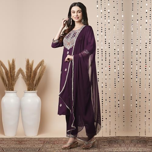 Image of Globus Women Kurta Set (GS567412 Red S)