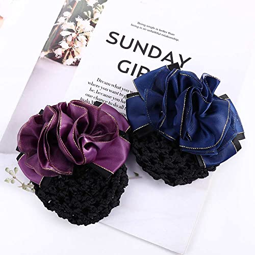 Pokinge 4PCS Women Hair Bun Cover Net Elegant Floral Hair Clip miniatura 3