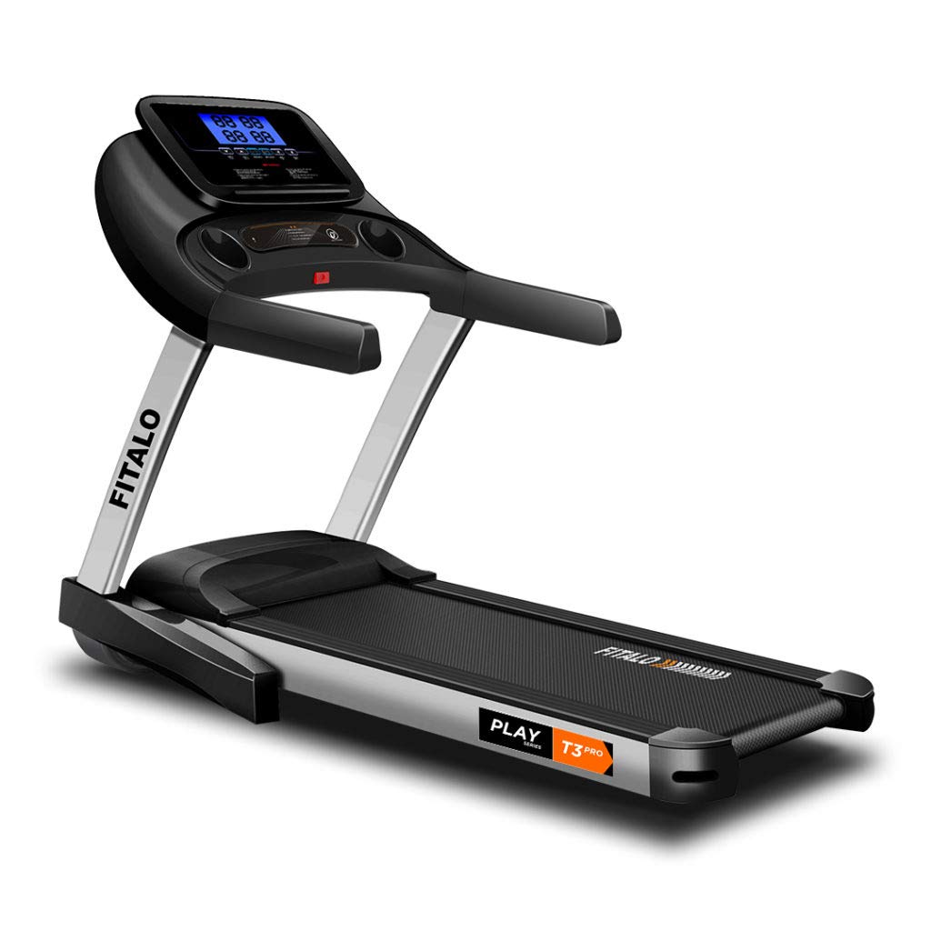 Fitalo Play T3 Pro (4.0 Hp Peak) Dc Motor Motorised Treadmill With Blutooth App And Auto Incline | Lcd Display | Free Installation & Warranty | For Home Use, Blackfitalo_Pt3-Pro