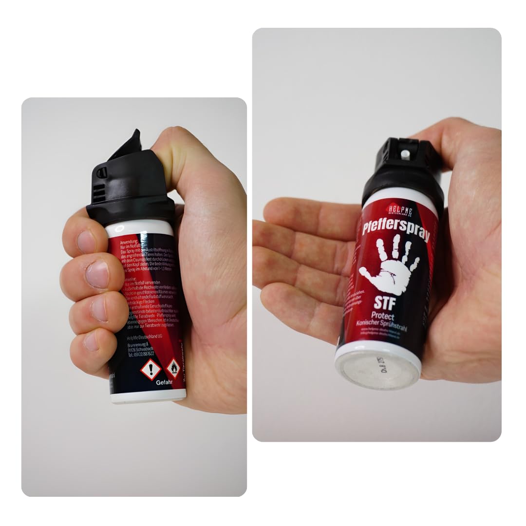 HelpMe® Abwehrspray 50ml – STF, Clear, Trainingsspray oder Sets – Pfefferspray zur Tierabwehr