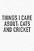 Produktbild Things I Care About: Cats And Cricket: A 6x9 Inch Matte Softcover Diary Notebook With 120 Blank Lined Pages And A Funny Sports Fanatic Cover Slogan