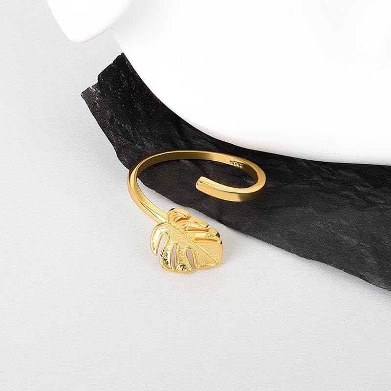 925 Sterling Silver Monstera Leaf Ring Adjustable Jewelry Lucky Gifts Birthday Christmas Valentine’s day Engagement For Women4