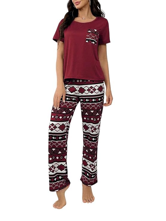 Womens Night Suit || Printed Round Neck Short Sleeve Nightsuit Set | Pajama Set | Casual Night Dress for Women-image-9