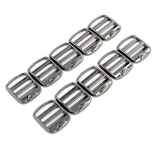 DGOL 10 pcs 1 inch Strong Heavy Shinning Zinc Alloy Ladder Lock Slider Adjustable Webbing Strap Release Buckles (Gunmetal)