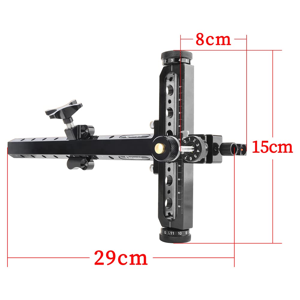 SHARROW 1 Pin Tiro con Arco Mira de Arco Recurvo 9 Pulgadas Aluminio Vista de Arco Competitiva Forma de T Vista de Ajuste Rápido para Arco Recurvo de Competición