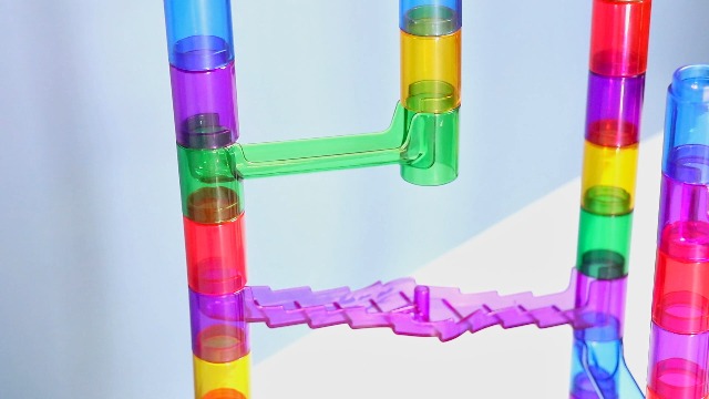 MASU★MARBLE GLITTERS Meland Marble Run, 132 Pcs Marble Maze with Construction Set and