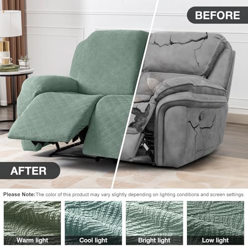 Image of Timeles Recliner Covers Extra Wide Recliner Loveseat Covers Oversized Reclining Couch Covers Sofa Slipcovers Stretch Soft Washable (Two-Seater Oversized, Winter Mint)