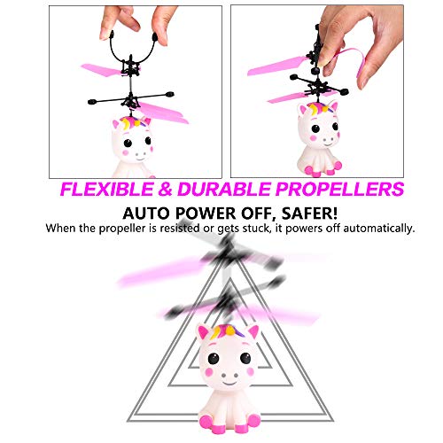 Flying Unicorn Toys Flying Fairy Toys for Girls Flying Ball RC Helicopter with Remote Control Hand Controlled Horse Unicorn Birthday for 3 4 5 6 7 8 9 Year Old Girls Boys Kids - Thumbnail 4