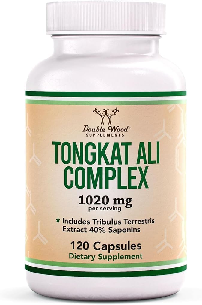 Tongkat Ali Extract - Ultra High Potency 200:1 - for Men (Longjack) Eurycoma Longifolia, 1000mg per Serving, 120 Capsules - with 20mg Tribulus Terrestris (Third Party Tested) by Double Wood