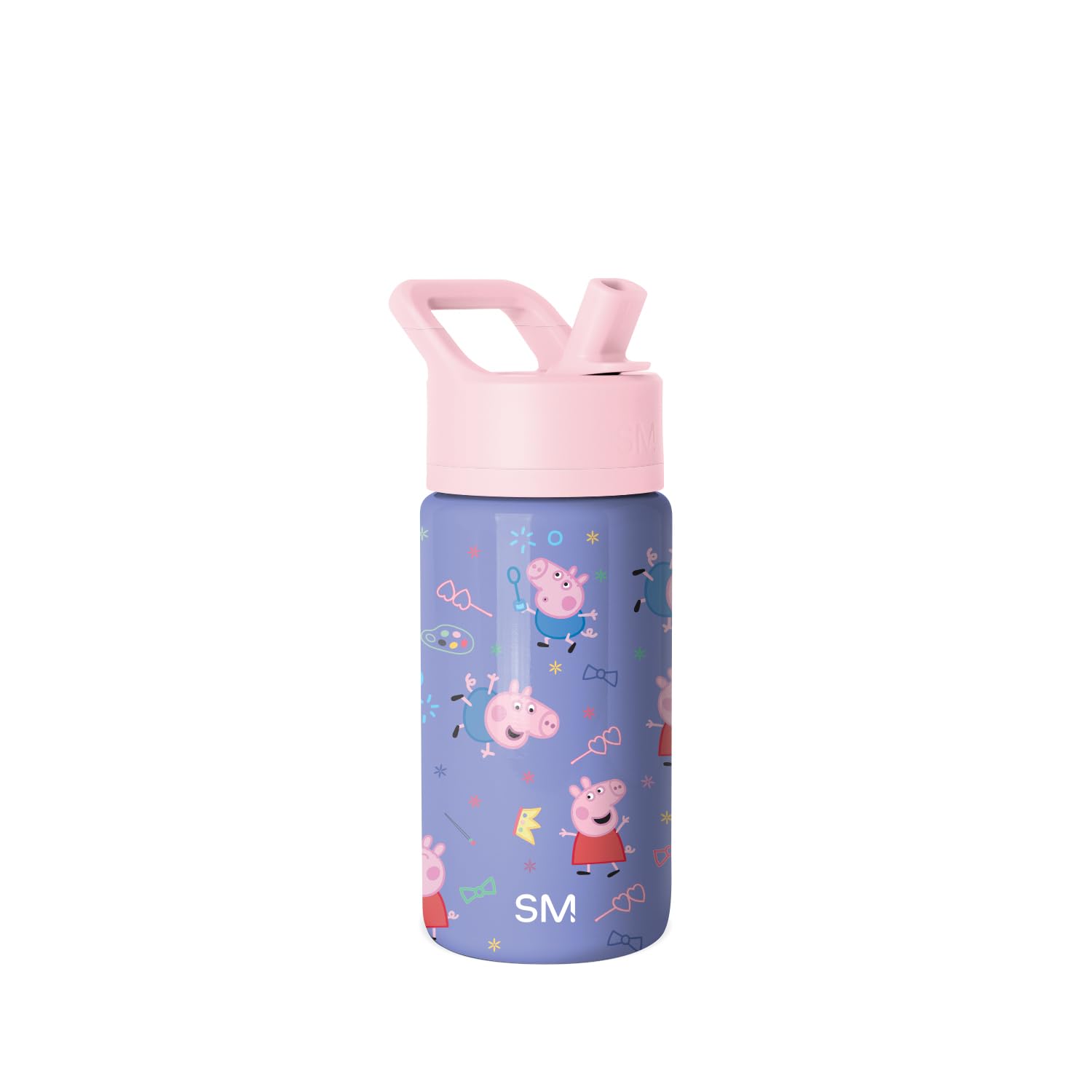 Kids Summit Water Bottle with Straw Lid | Peppa Pig 14oz Stainless Steel Cup Insulated Tumbler for Toddlers, School | Peppa Pig Bubbles
