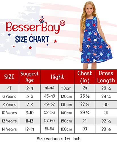 Besserbay Toddler Girls 4Th Of July Dress American Flag Patriotic Sleeveless Midi Dress 3-4 Years #TOP6