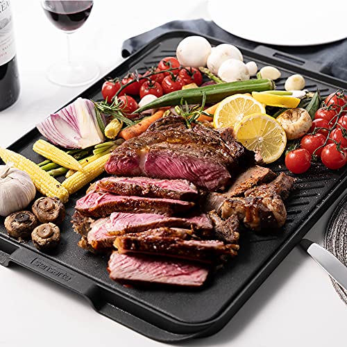 Sensarte Nonstick Grill Griddle Pan, 17.5 X 12.5 Inch Double Sided Reversible Stovetop Grill, Cast Aluminum Griddle Pan With Handle, Perfect For Gas Stovetop, Indoor/Outdoor Camping Bbq #TOP7