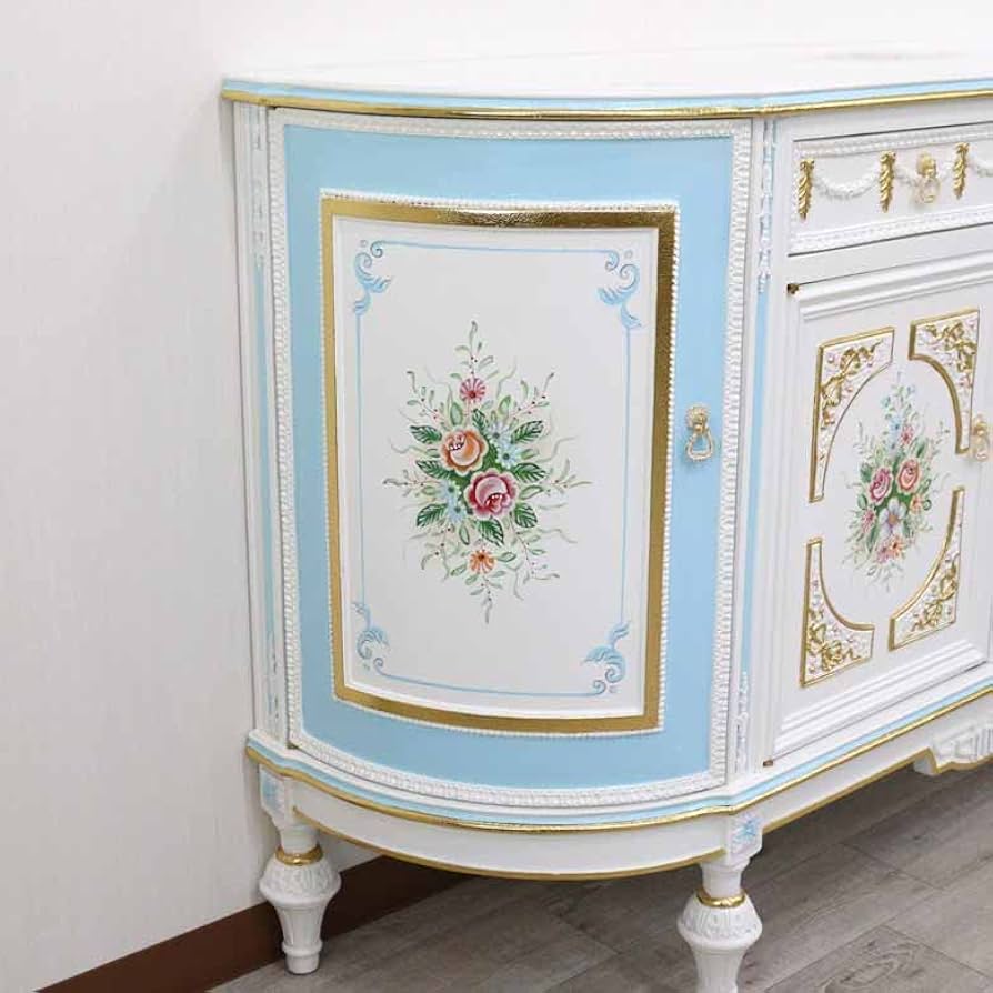 希少♦️ハンドペイント♦️ロココ アンティーク♦️コンソール キャビネット♦️送料込 Amazon.co.jp: ロココ調 4ドアサイドボード 半円タイプ