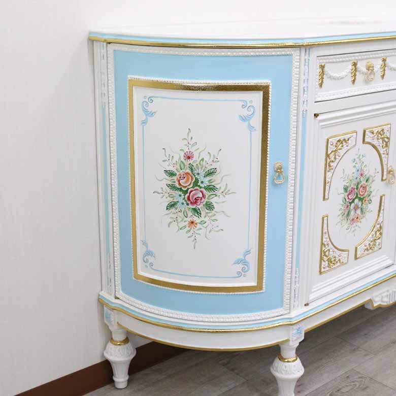ロココ調サイドボード Amazon.co.jp: ロココ調 キャビネット ハンドペイント 4ドアサイド