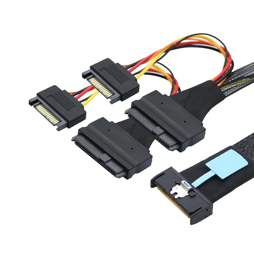 Câble Adaptateur Serveur Slimline SAS MCIO 8i 74P vers 2-SFF 8639+15P