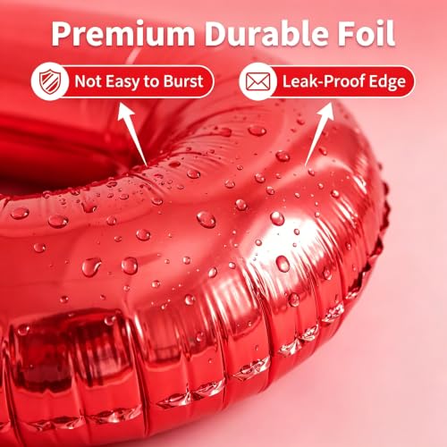 Image of Number Balloons Red Party Balloon - 40 Inch Large Number 1 Balloon, Numbers Balloon Birthday Decorations, Red Party Supplies for Anniversary