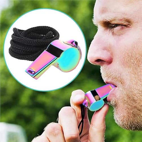 Silbatos deportivos pack de 10 acero inoxidable con cuerda miniatura 3