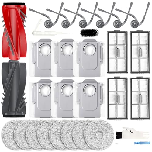 Image of SAROS 20 Accessories for Roborock SAROS 10R /Qrevo Edge 2 /SAROS 20 /Qrevo CurvX /Qrevo Curv 2 Pro, 29PCS SAROS 10R Replacements Kits: 2 Roller Brushes, 8 Mop Pads, 6 Dust Bags, 6 Side Brushes, 4 Filters