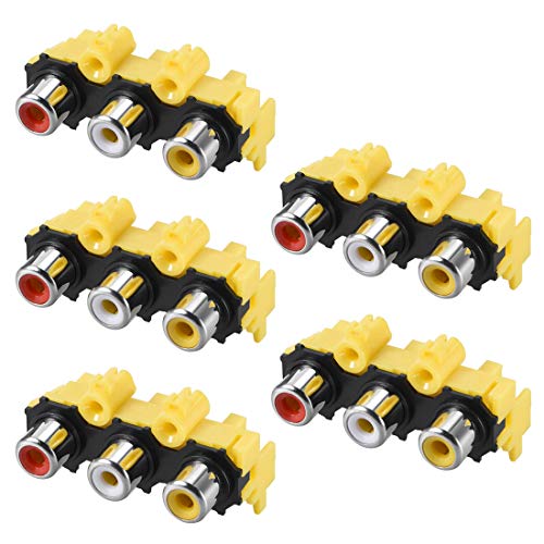 Connecteur RCA femelle triple pour circuit imprimé lot de 5 prises AV jaune blanc rouge