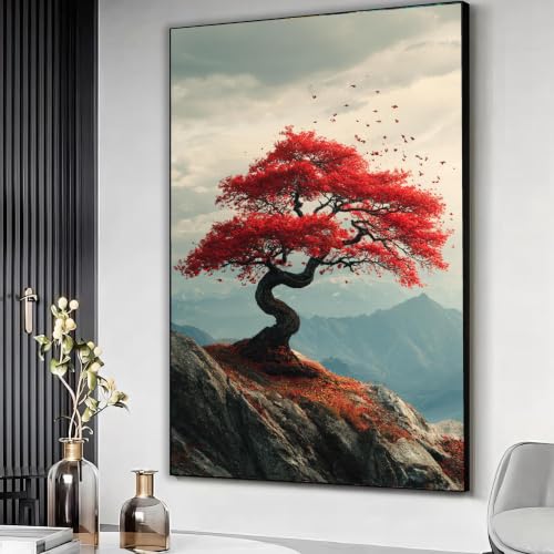 Tableau d'érable rouge 80x120 cm pour salon nature et chic