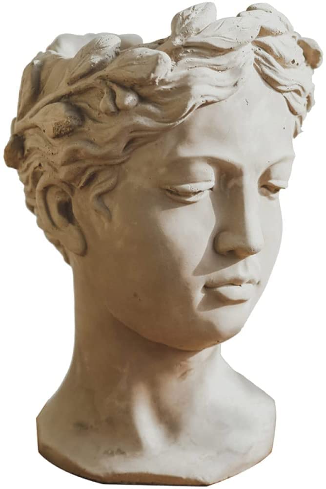Grecka bogini głowa sadzarki statuetka do ozdób ogrodowych, grecka statuetka trawnika, ogrodu, podwórka, dekoracja