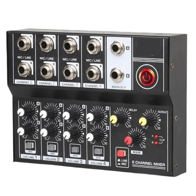 Miscelatore professionale Mixer Console professionale a 8 canali Dj Centro digitale Interfaccia mobile Tabella delle frequenze sonore portatili Amplifica il missaggio delle schede Pratico e Multifunzi