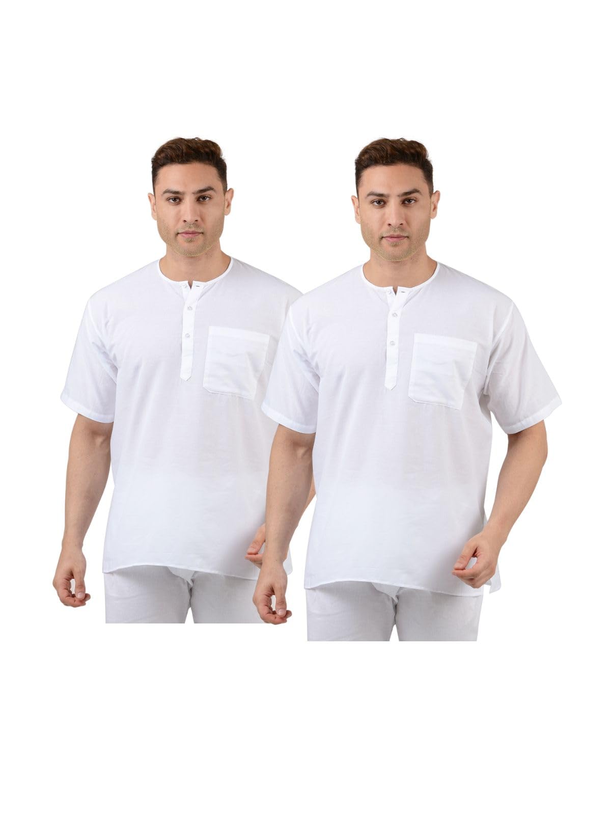 maharaja Men's Pure Cotton Straight Short Kurta | Pack of 2-picture-49