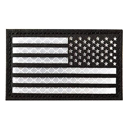 2x3 Black Reflective US USA Small American Flag Patch IR Morale Tactical Vest Patch for Jackets Hat Clothing Men