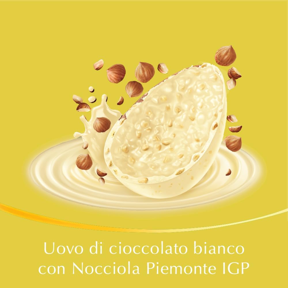 Lindt Uova di Pasqua Cioccolato Bianco e Nocciole, Uovo al Cioccolato Bianco con Nocciole Piemonte IGP, con Sorpresa, 320g - Immagine 2