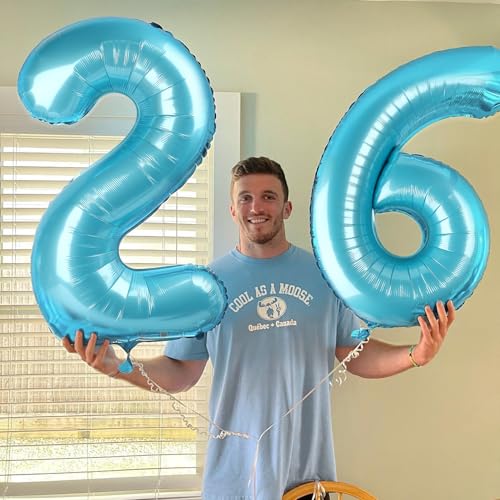 Image of Pearlescent Blue 4 Balloon, Number Balloons 40 Inch, 4th Birthday Decorations, Four Large Numbers for Party Decor, Number 4 Balloon