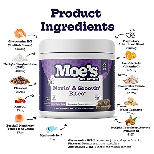 Moe's Glucosamine Dog Joint Supplement + Glucosamine, Chondroitin, Hyaluronic Acid, Vitamin C, E – Bone Health - Joint… - Image 3