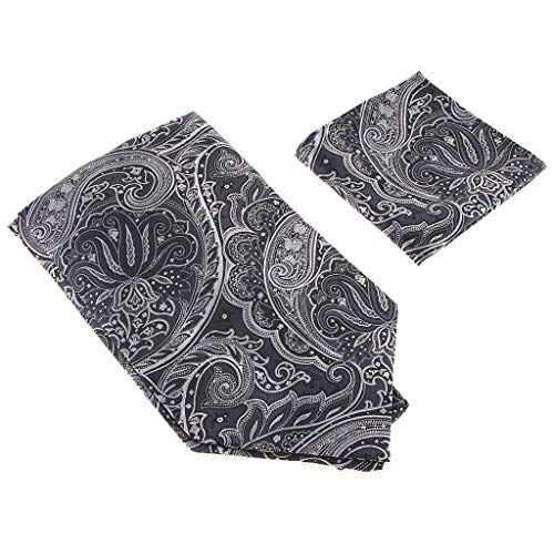 Fityle Mens Casamento Gravata Formal Ascot Scrunch Auto Pescoço Gravata Bolso Conjunto Quadrado - Pa