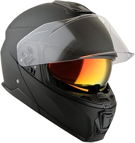 Miniatura 6 de Casco modular de cara completa para motocicleta de Martian, con doble visera abatible y protector solar HG362 Negro Mate