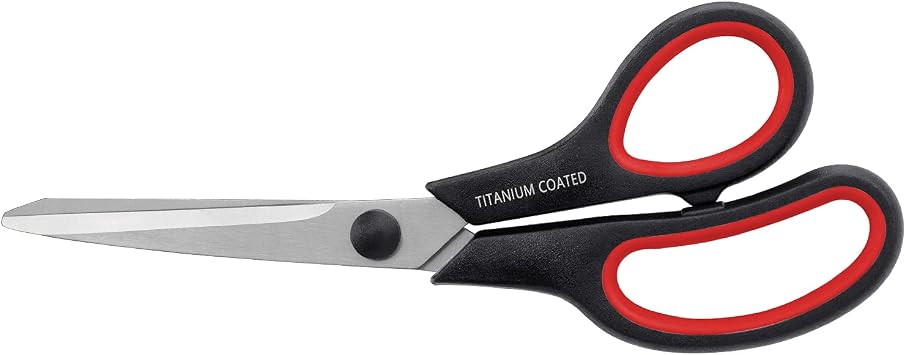 Scissors 8" Multipurpose Titanium Coated Sturdy Sharp, Black, 1 Pack