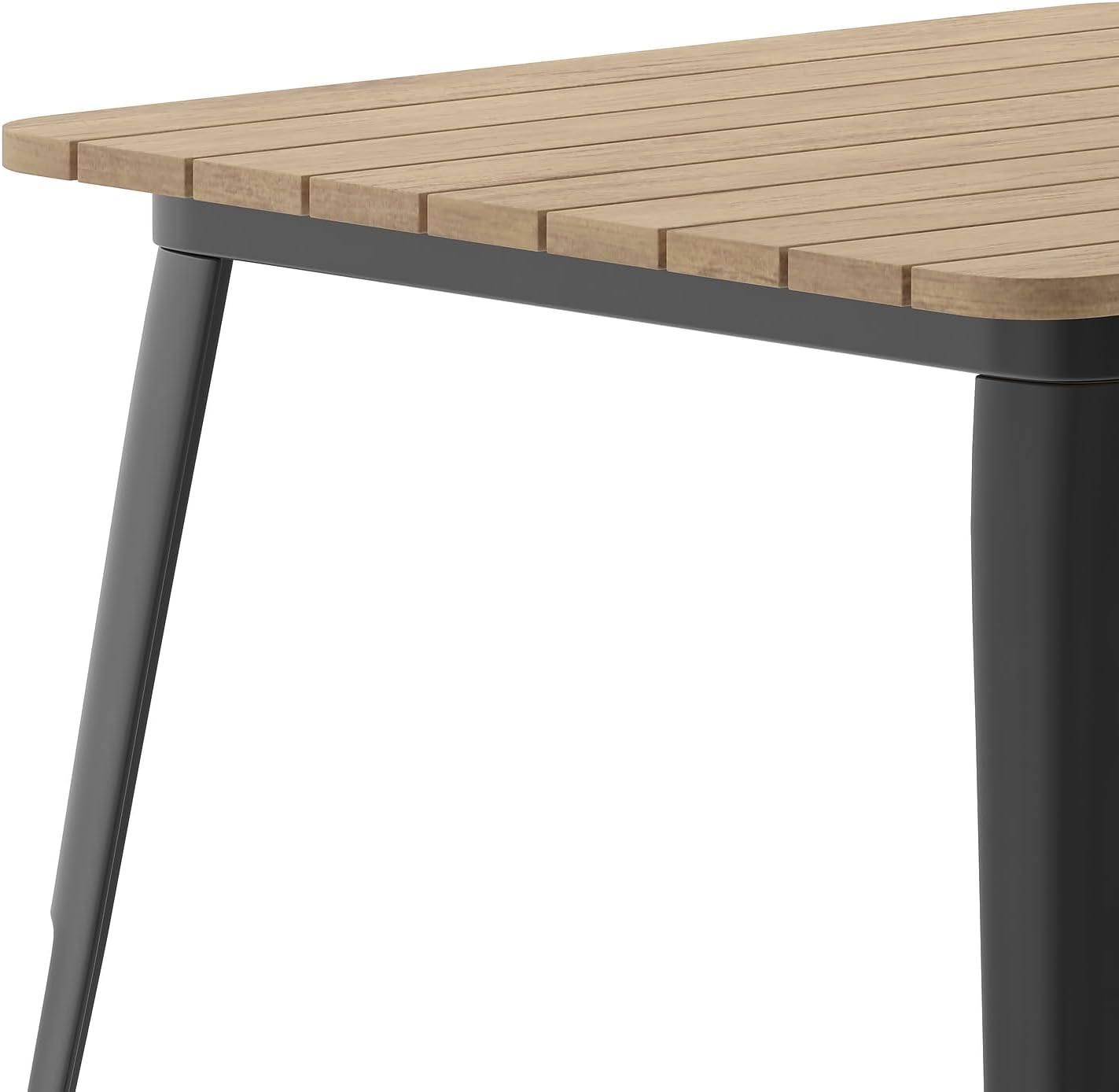 Flash Furniture Declan Commercial Outdoor Dining Table, All Weather Poly Resin Top with Steel Base, 31.5" Square, Brown/Black