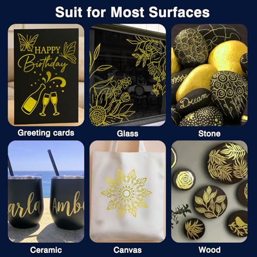 Image of SFAIH Gold Paint Pens - 4 Pack 0.7MM Fine Tip Gold Acrylic Paint Pen for Rock Painting, Wood, Metal, Fabric, Plastic, Canvas, Glass, Ceramic, Diy Crafts, Drawing, Tire