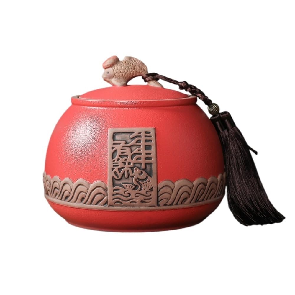 Ceramiczny pojemnik na herbatę, kamionkowy pojemnik do przechowywania herbaty, ceramiczny słoik z uszczelnieniem, kuchenny słoik na herbatę z pokrywką, zestaw do herbaty w stylu retro, chiński, poje
