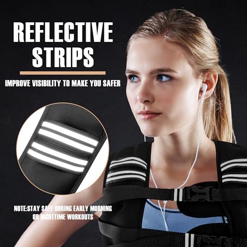 Image of NATURELUX Weighted Vest Men or Women - 5 /10 /15 /20 /25 /30lbs Weights with Reflective Stripe, Weighted Vest for Workout Equipment for Strength Training Running - Walking Weight Loss
