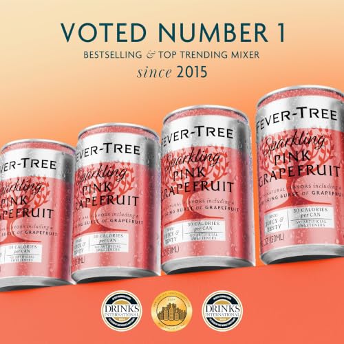 Image of Fever-Tree Sparkling Pink Grapefruit - Premium Soda Mixer for Cocktails and Mocktails, 5.1 fl oz Cans, Pack of 8 - Naturally Sourced, Non-GMO