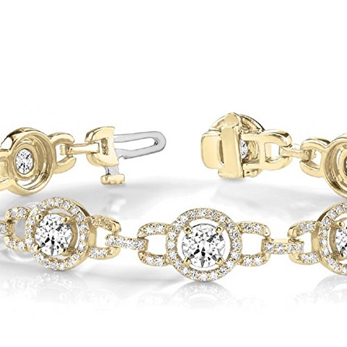 Luxury Halo Diamond Halo Link Bracelet 14K Yellow Gold (5.00Ct) #TOP1