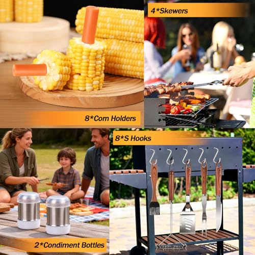 Ustensiles en Acier Inoxydable Kit Barbecue pour Cuisson Réussie