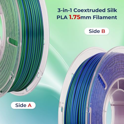 Image of AMOLEN Silk PLA Filament 1.75mm, Triple Colors 3D Printer Filament Bundle, Shiny 3D Printer Filament Dimensional Accuracy + /- 0.02mm, Silk PLA Filament Fits for Most FDM 3D Printers, 200g X 4 Pack