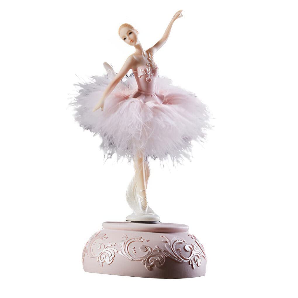 Bailarina Caja Musical Elegante Bailarina Figuras Decoración Amigo Navidad Hogar Escritorio Boda Regalo de Cumpleaños, Rosa