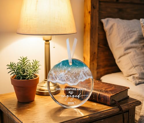 2026 Engagement Gifts for Couples - Our Adventure Awaits Glass Ornament - Bride-to-Be Engagement Gift, Couple - Fiance/Fiancee Christmas Decoration Party Supplies - Image 2